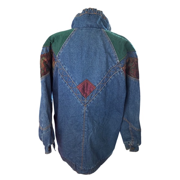 Vintage 90s Southwestern Aztec Denim Jacket Boho Western Tapestry Oversized M - Picture 10 of 13